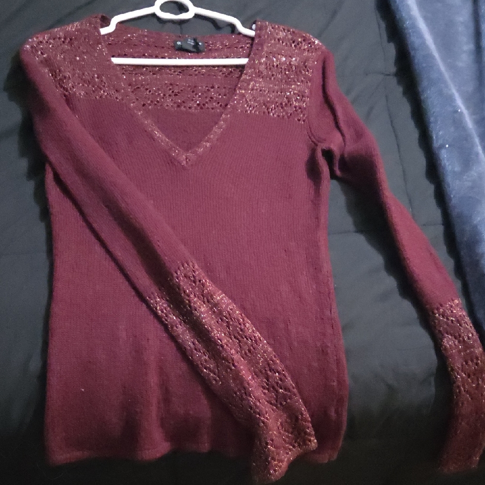 Guess Deep Red V-Neck Sweater